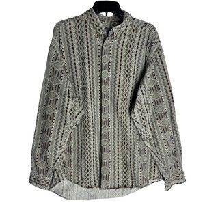 Ruff Hewn Mens Button Up Shirt Size XL Long Sleeve Aztec Cotton Flannel Shirt
